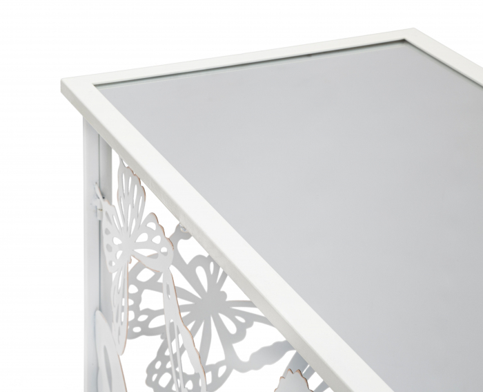 Masa consola Butterfly, fier/oglinda, alb,  121.5X41X81 cm [5]
