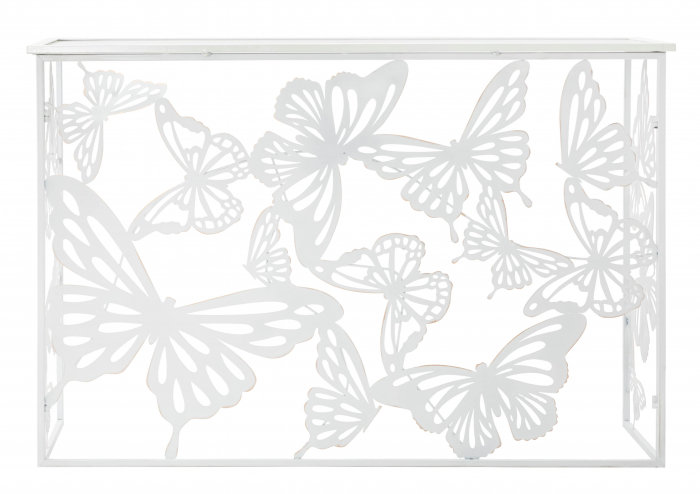 Masa consola Butterfly, fier/oglinda, alb,  121.5X41X81 cm [7]