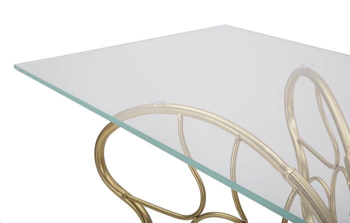Masa consola Butterfly, fier/sticla, auriu, 110X40X76 cm [5]