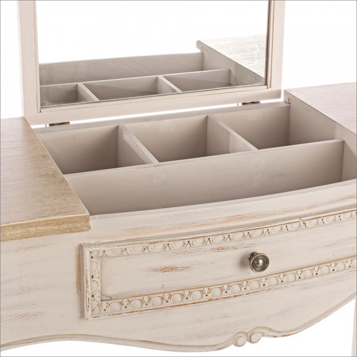Masa consola cu oglinda, MDF/Lemn, Maro, 90x40x80 cm [9]