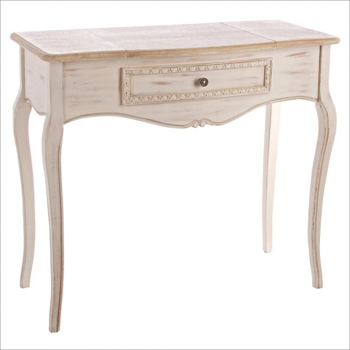 Masa consola cu oglinda, MDF/Lemn, Maro, 90x40x80 cm [8]