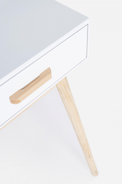Masa consola cu oglinda, MDF/Sticla/Lemn, Maro/Alb, 90x40x144 cm [3]