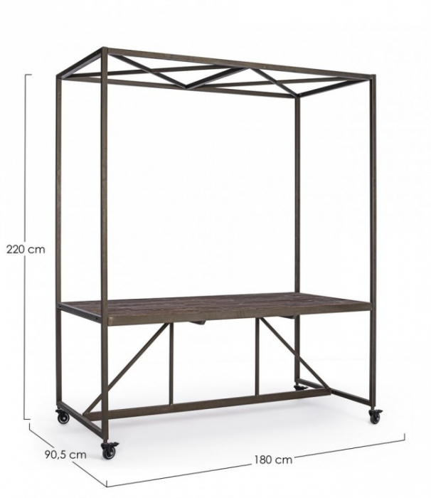 Masa cu cadru suspendat, Metal, Negru, 180x90.5x220 [2]