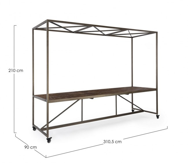 Masa cu roti Roof H210, Metal, Negru, 310x90x210 [2]