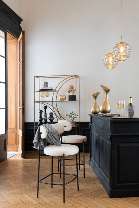 Masă de Bar, 2 Sertare, Lemn Negru [1]