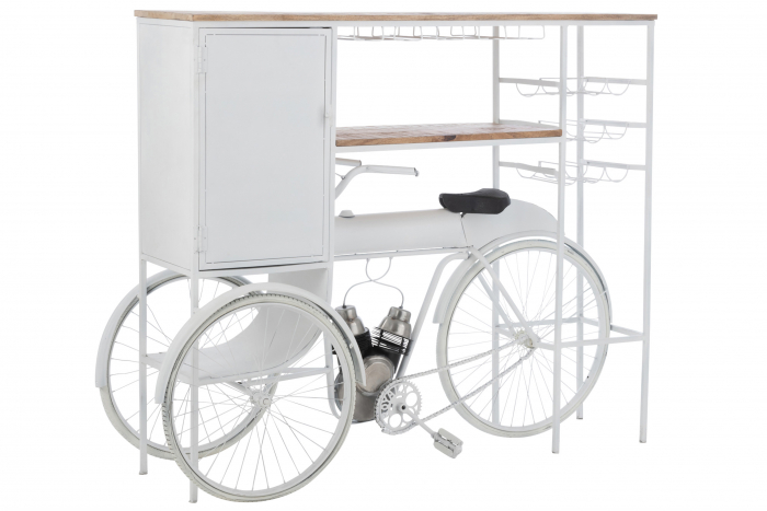 Masa de bar Bicycle, Metal, Alb, 173x64x119 cm