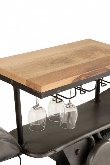 Masa de bar Motorcycle, Metal/Lemn, Negru/Natural, 200x43x100 cm [8]