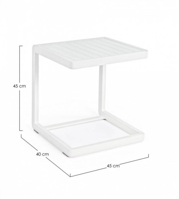 Masa de cafea KONNOR, aluminiu, alb, 40x40x45cm [2]