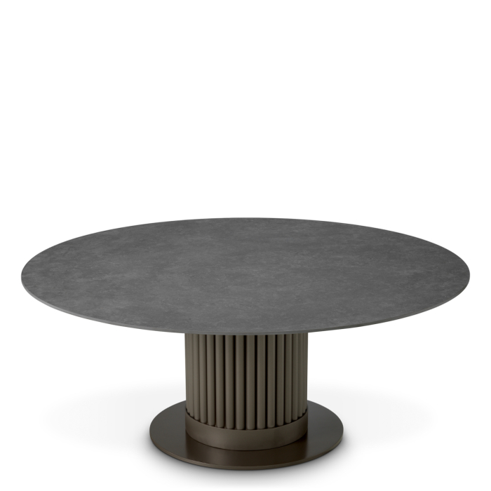 Masa de cafea pentru exterior Volterra rotunda, finisaj bronz, ceramica gri |Ø 110 | H. 45 cm  [1]
