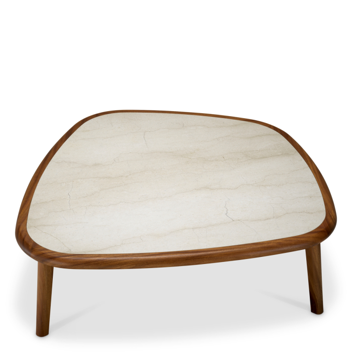 Masa de cafea Wilma lemn de mahon finisaj caramel marmura bej |L. 112 | W. 107.5 | H. 35.5 cm  [3]