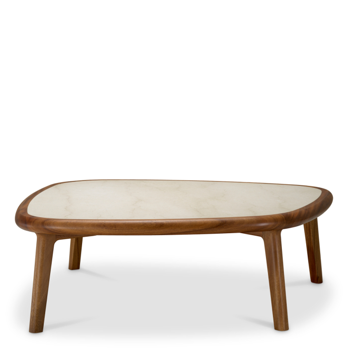 Masa de cafea Wilma lemn de mahon finisaj caramel marmura bej |L. 112 | W. 107.5 | H. 35.5 cm  [4]
