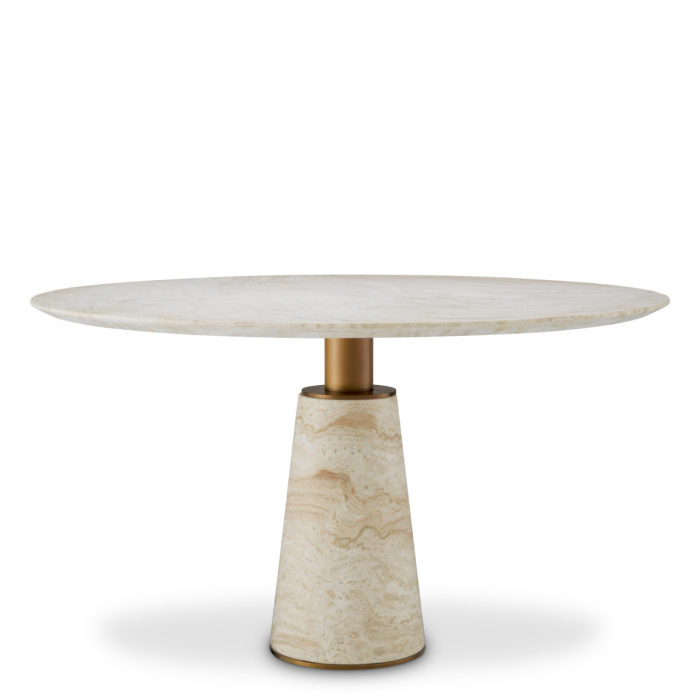 Masa de dining Genova travertin finisaj alama periata |Ø 131.5 | H. 76 cm  [1]