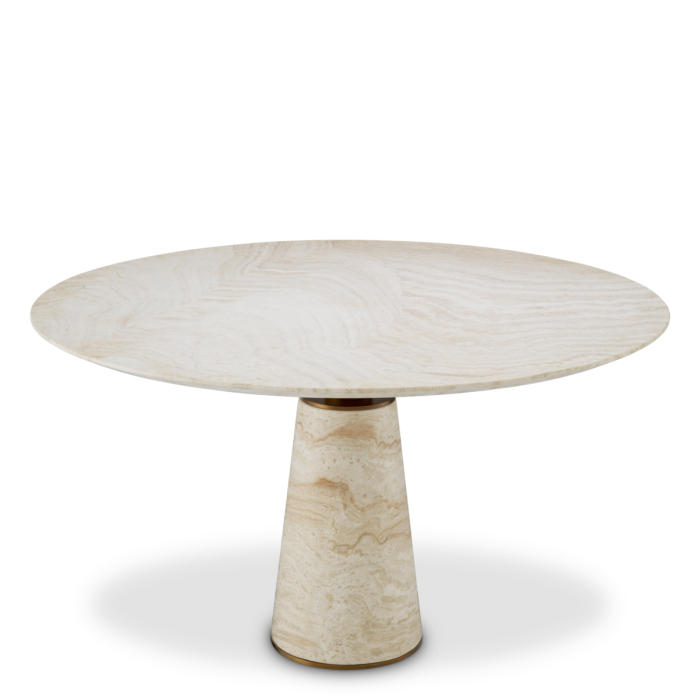 Masa de dining Genova travertin finisaj alama periata |Ø 131.5 | H. 76 cm  [3]
