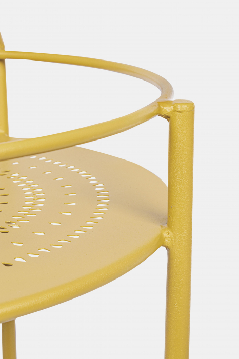 Masa de servire cu roti Burton, Otel/Poliester/Plastic, Galben, 45x45x81 cm [6]
