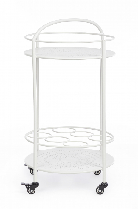 Masa de servire cu roti Burton, Otel/Poliester/Plastic, Maro, 45x45x81 cm [8]