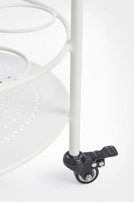 Masa de servire cu roti Burton, Otel/Poliester/Plastic, Maro, 45x45x81 cm [6]
