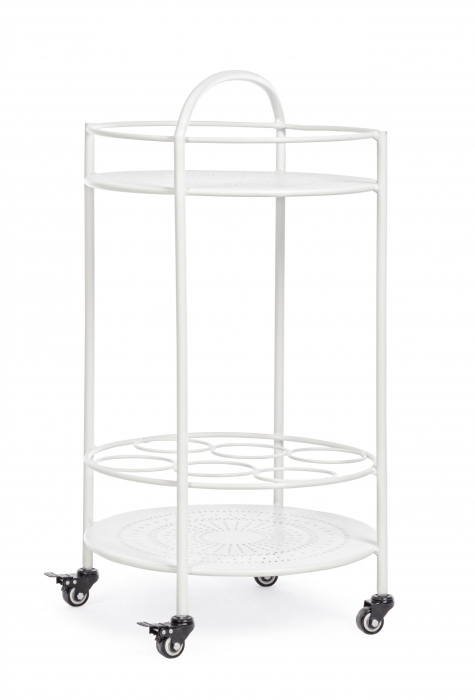 Masa de servire cu roti Burton, Otel/Poliester/Plastic, Maro, 45x45x81 cm [7]