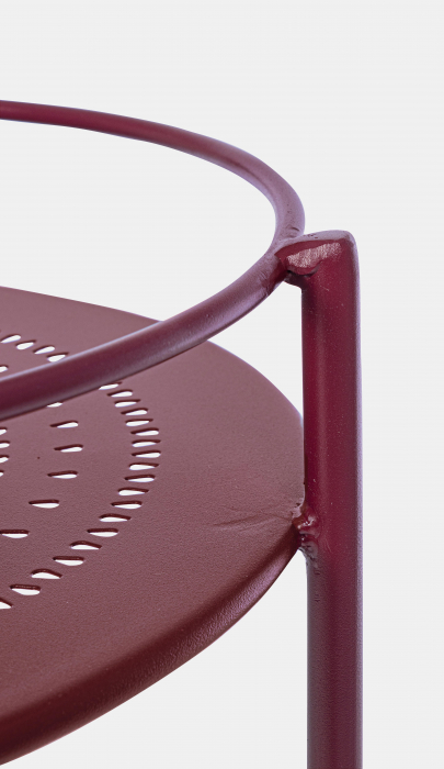 Masa de servire cu roti Burton, Otel/Poliester/Plastic, Rosu, 45x45x81 cm [4]