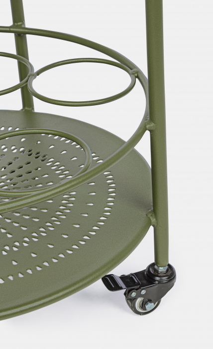 Masa de servire cu roti Burton, Otel/Poliester/Plastic, Verde, 45x45x81 cm [5]