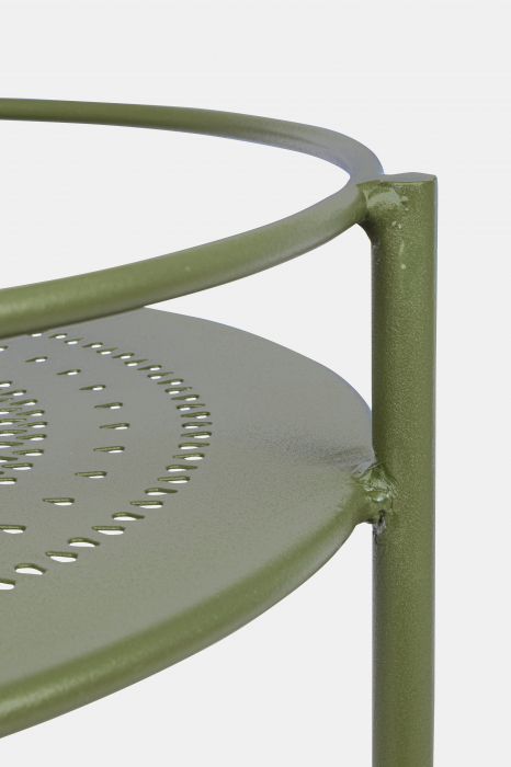 Masa de servire cu roti Burton, Otel/Poliester/Plastic, Verde, 45x45x81 cm [4]
