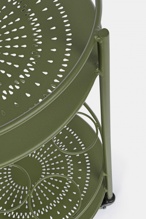 Masa de servire cu roti Burton, Otel/Poliester/Plastic, Verde, 45x45x81 cm [6]