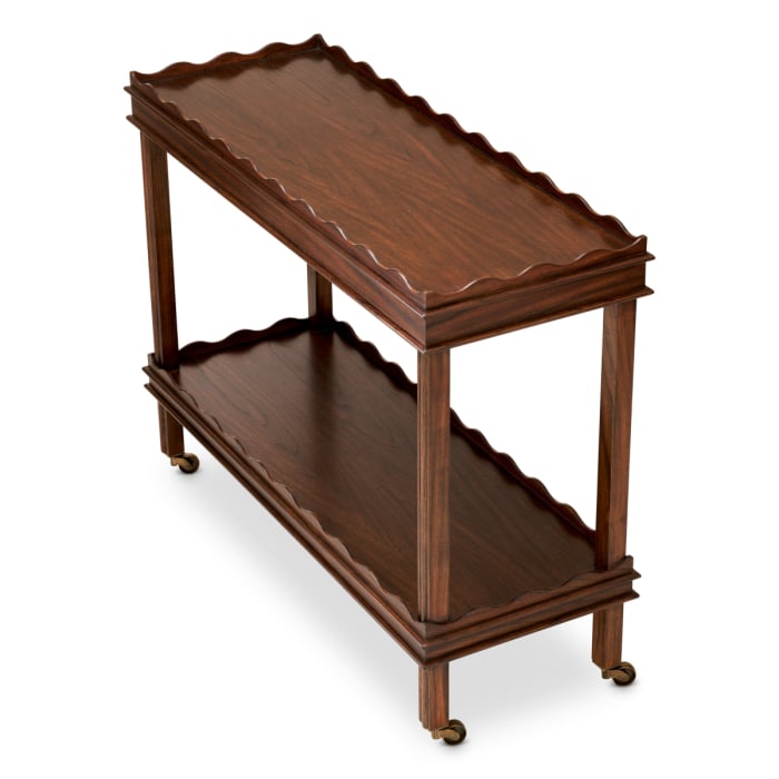 Masa de servire cu roti Harrold cu finisaj clasic maro |L. 116 | W. 42 | H. 86.5 cm  [3]