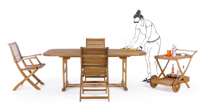 Masa de servire cu roti Noemi, Lemn, Maro, 89x56x76 cm [3]