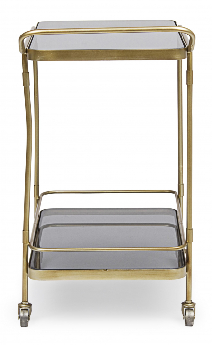 Masa de servire cu roti Orabel, Otel/Sticla, Gri/Auriu, 61.5x38.5x72 cm [6]