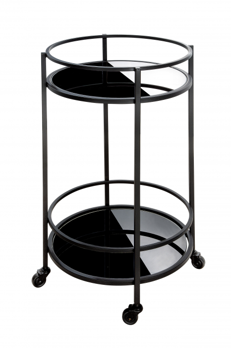 Masa de servire cu roti Straight, Sticla/Metal, Negru, 70x40 cm [2]
