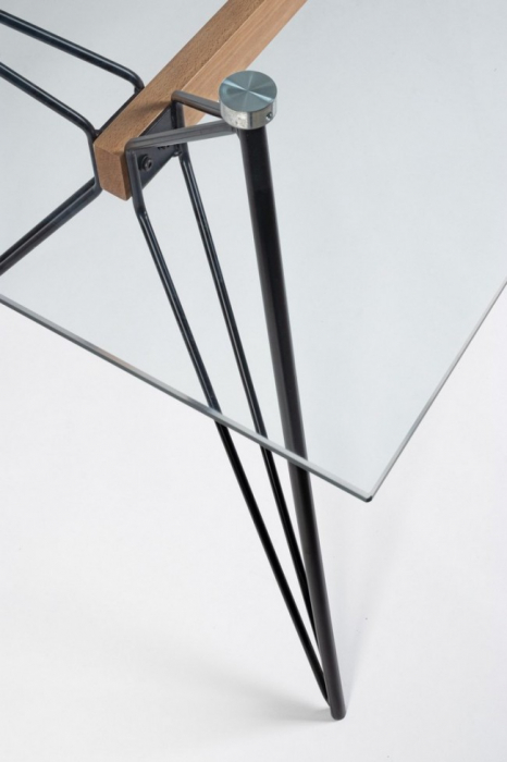 Masa dreptunghiulara Primary , Otel/Sticla, Negru, 160x80x75 cm [3]