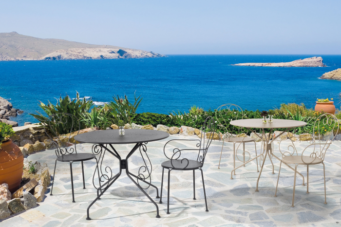 Masa Etienne D90, Poliester/Otel, Negru, 90x90x72 cm [2]