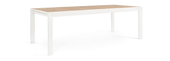Masa extensibila de exterior Belmar, Aluminiu, Alb/Natur, 220/340x100x75 cm [2]