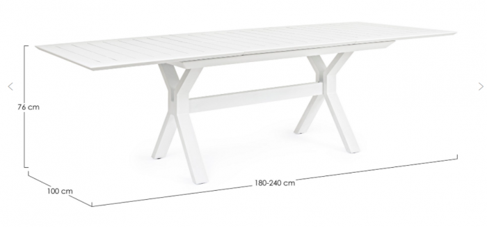 Masa extensibila de exterior Kenyon 180/240x100x76, aluminiu, alb [10]