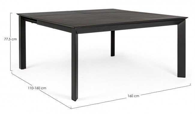 Masa extensibila Konnor, Aluminiu, Negru, 160x110/160x77.5 cm [4]