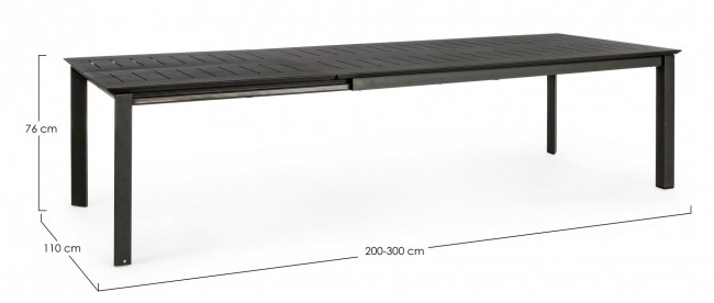 Masa extensibila Konnor, Aluminiu, Negru, 200/300x110x76 cm [3]