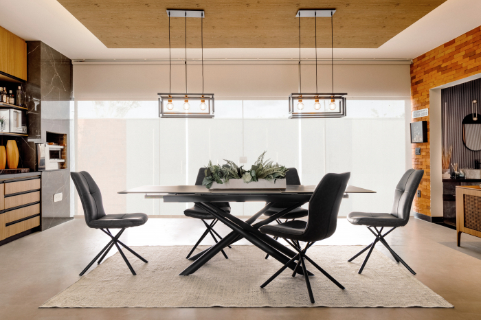 Masa extensibila Seyfert, Metal, Negru, 160x90x76 [1]