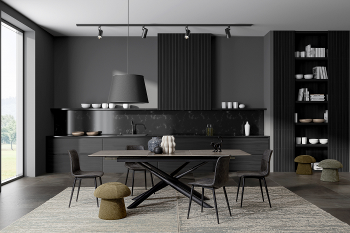 Masa extensibila Seyfert, Metal, Negru, 160x90x76 [6]