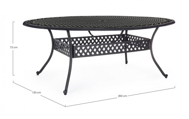 Masa Ivrea, Aluminiu, Negru, 200x150x73 cm  [2]