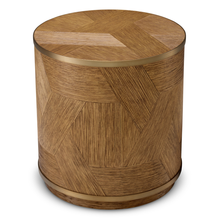 Masa laterala Velutto furnir de stejar sculptat caramel, finisaj alama periata |Ø 50 | H. 53.5 cm  [2]
