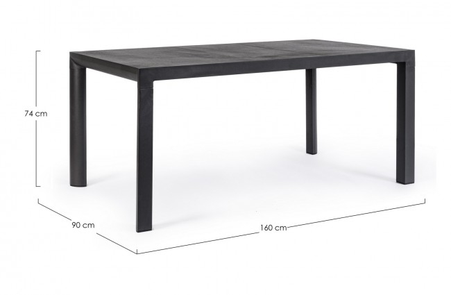 Masa Mason, Aluminiu, Negru, 160x90x74 cm  [2]