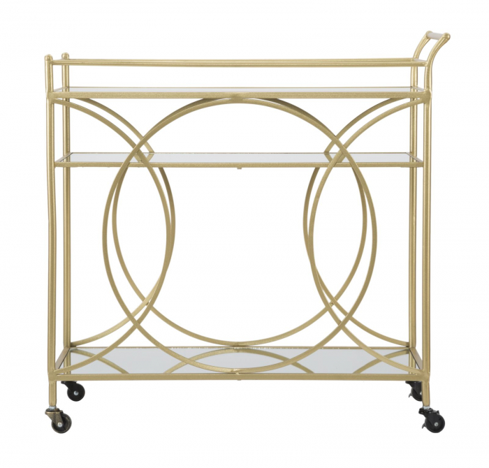 Masa mobila, fier/MDF/oglinda, auriu, 80X40X80 cm [3]