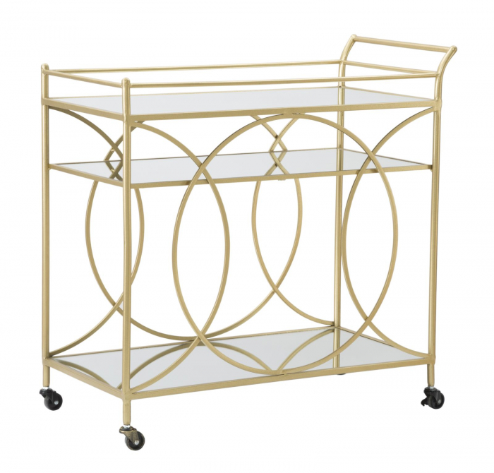 Masa mobila, fier/MDF/oglinda, auriu, 80X40X80 cm [2]