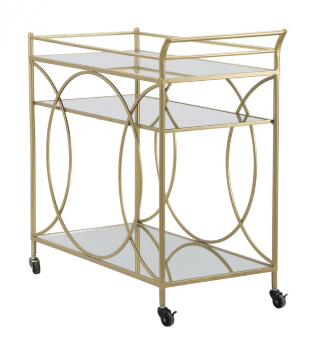 Masa mobila, fier/MDF/oglinda, auriu, 80X40X80 cm [4]