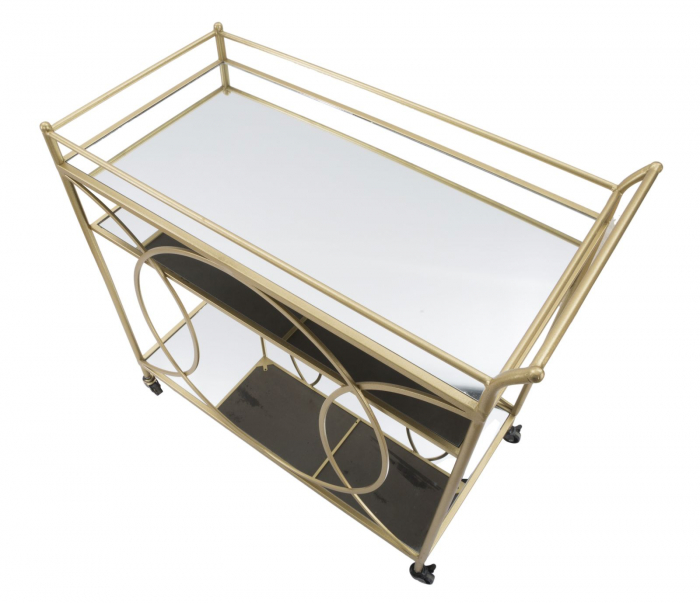 Masa mobila, fier/MDF/oglinda, auriu, 80X40X80 cm [6]