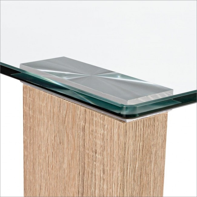 Masa New Arley, Lemn/Sticla, Maro, 140x80x75 cm  [4]