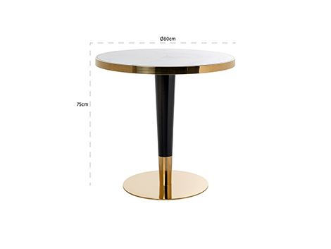 Masa Osteria, Sticla/Fier/Otel inoxidabil, Negru/Auriu, 75x80cm [2]