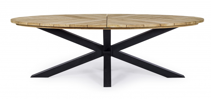 Masa ovala Palmdale, Lemn/Aluminiu, Maro/Negru, 110x110x77 cm (gold) [3]