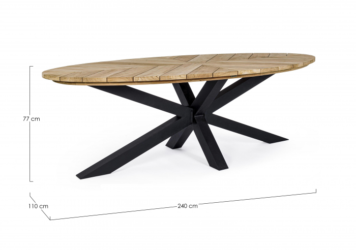 Masa ovala Palmdale, Lemn/Aluminiu, Maro/Negru, 110x110x77 cm (gold) [2]