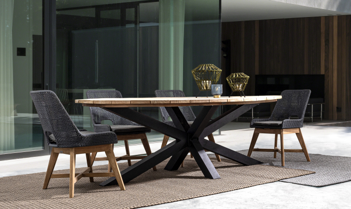 Masa ovala Palmdale, Lemn/Aluminiu, Maro/Negru, 110x110x77 cm (gold) [5]