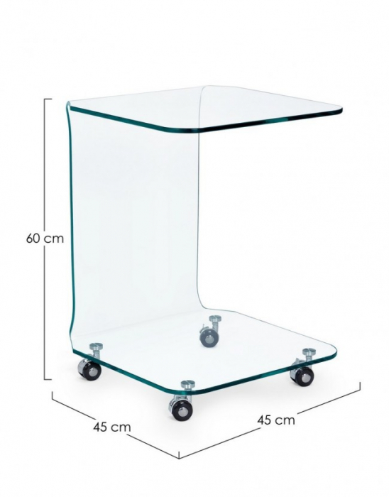 MASĂ PĂTRATĂ DE STICLĂ IRIDE W-WHEELS [2]